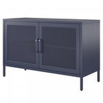 Channing Wide 2 Door Storage Cabinet with Mesh Metal - Navy