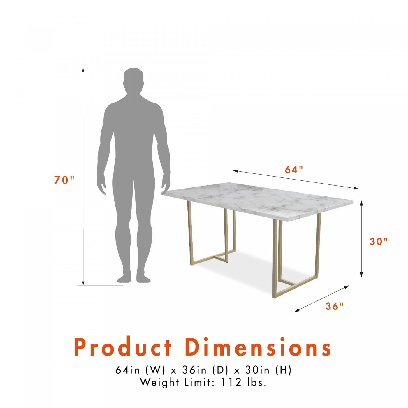 Astor Dining Table - White Marble/Gold