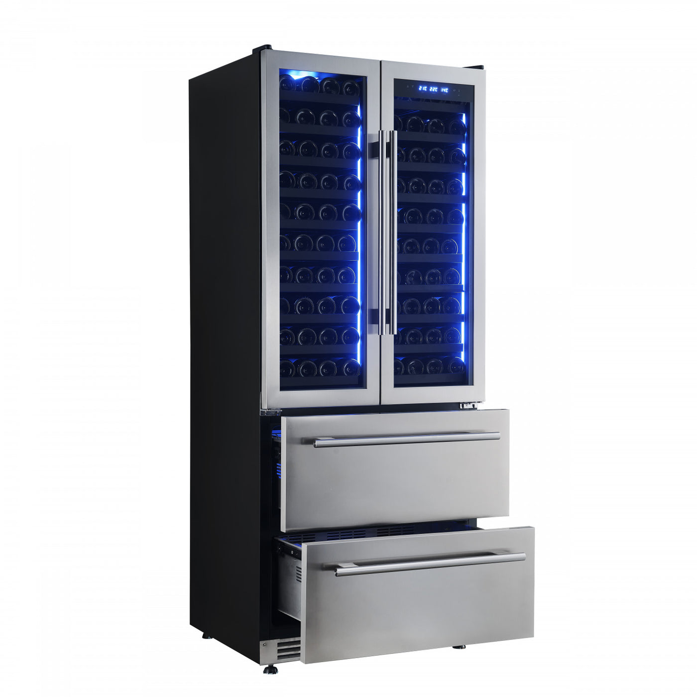 Forno Campania 32" Stainless Steel 120 Bottle Dual Wine Cooler with Two Beverage Drawers (17.7 Cu. Ft.) - FWCDR6635-32S