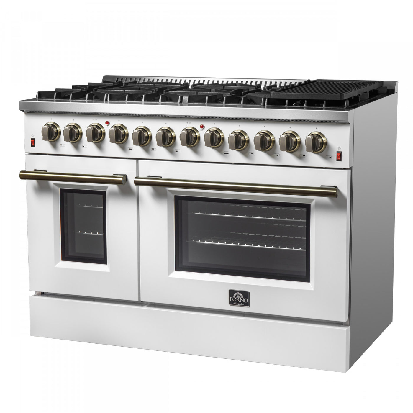 Forno Galiano 48" White Freestanding Dual Fuel Double Oven Range (6.58 Cu. Ft.) - FFSGS6156-48WHT