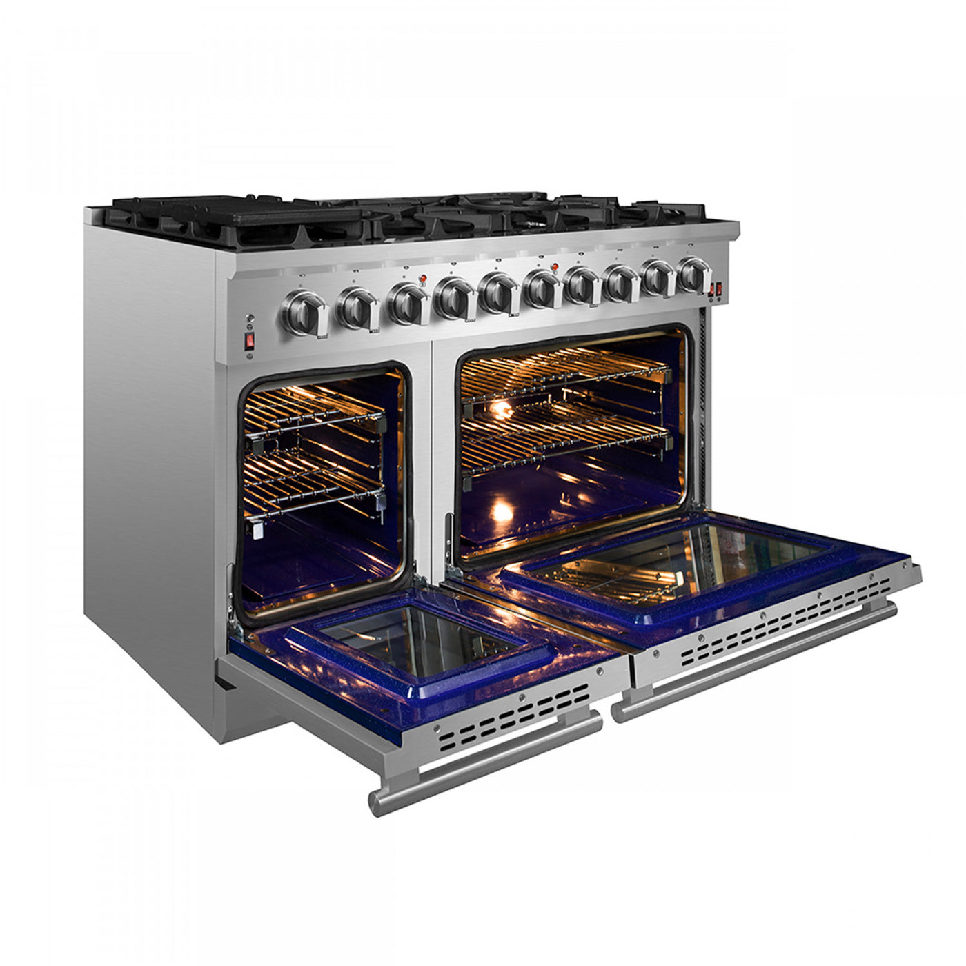 Forno Massimo 48" Stainless Steel Freestanding Double Oven Gas Range with Air Fry (6.58 Cu. Ft.) - FFSGS6239-48