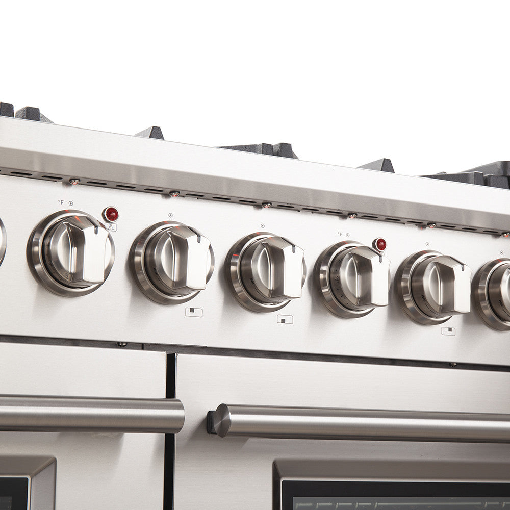 Forno Capriasca 48" Stainless Steel Freestanding Double Oven Gas Range (6.58 Cu. Ft.) - FFSGS6260-48