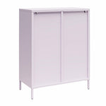 Luna Short 2-Door Metal Accent Cabinet with Fluted Glass - Lilac