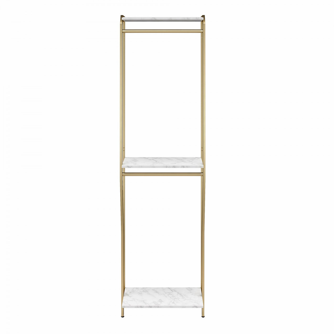 Gwyneth Closet with Hanging Rods - White Faux Marble/Golden Bronze