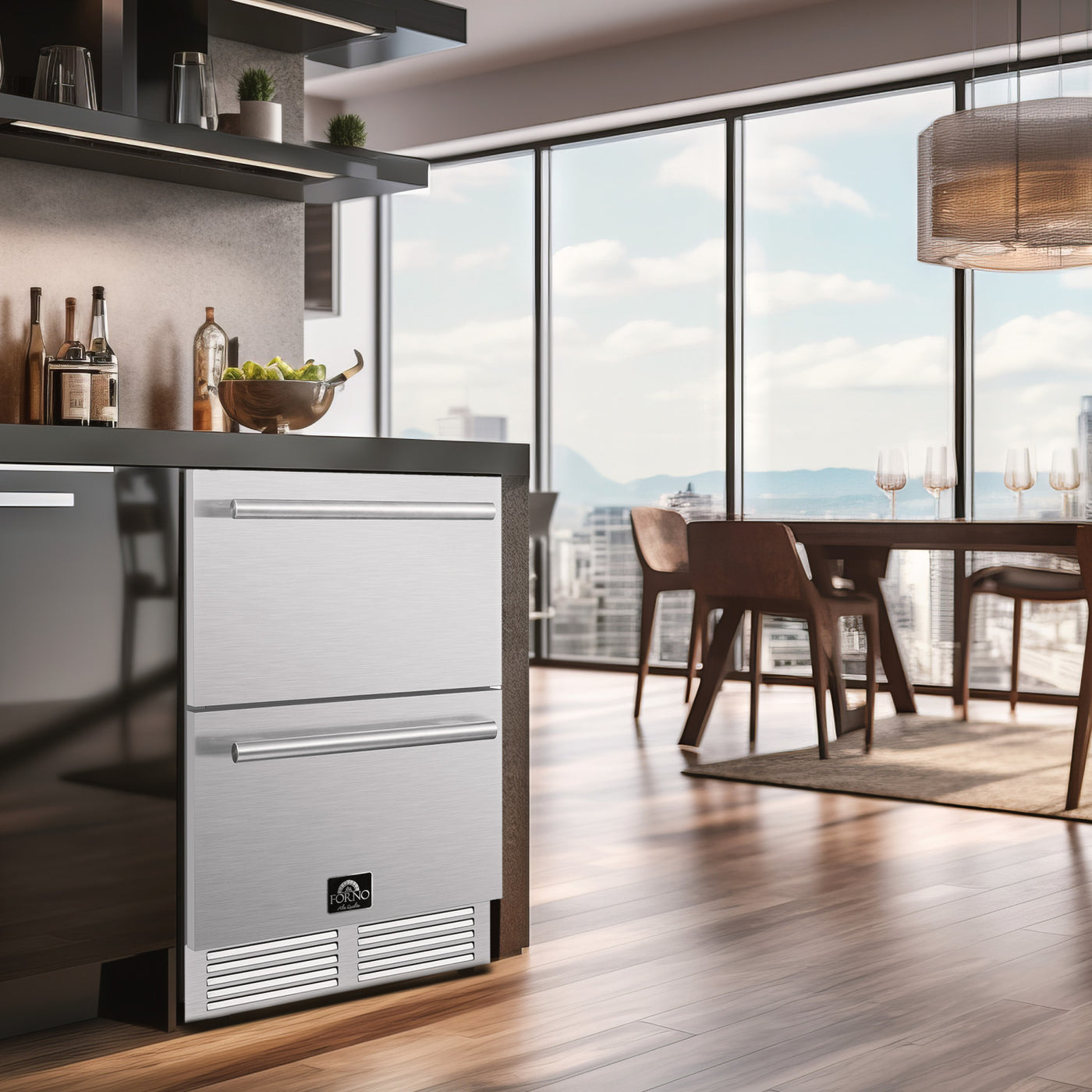 Forno Cosenza Stainless Steel 24" Built-in Undercounter Indoor/Outdoor Drawer Freezer with Ice Maker (4.69 Cu. Ft.) - FDRBI1838-24S