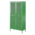 Channing Tall 2 Door Storage Cabinet with Mesh Metal - Kelly Green