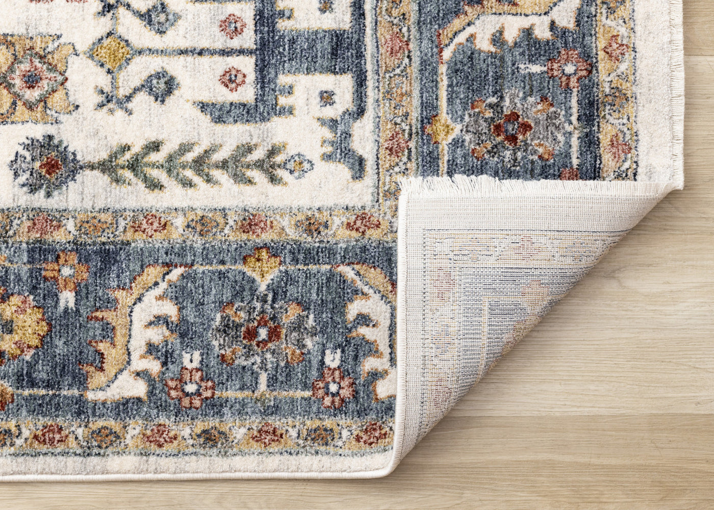 Macie Traditional Border Area Rug - Cream Blue - 5' X 8'
