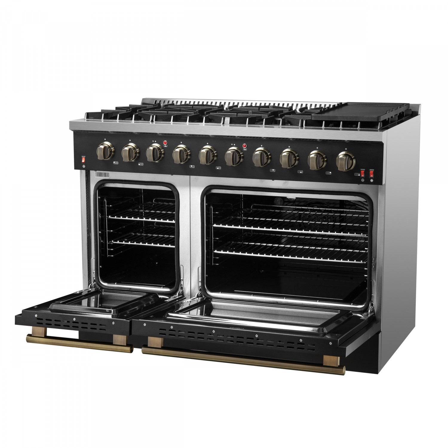 Forno Galiano 48" Black Freestanding Double Oven Gas Range (6.58 Cu. Ft.) - FFSGS6244-48BLK
