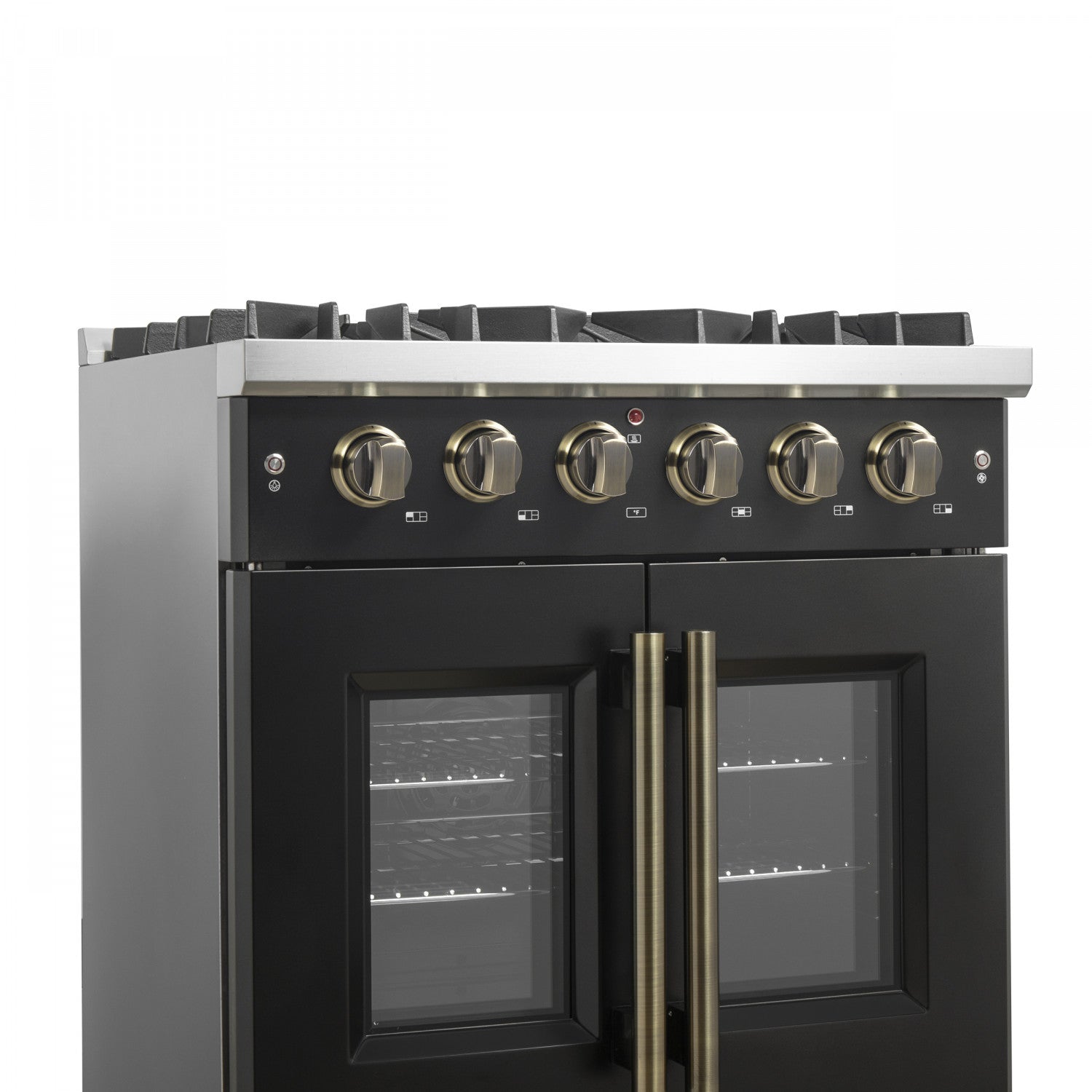 Forno Galiano 30" Black French Door Freestanding Gas Range (4.32 Cu. Ft.) - FFSGS6444-30BLK
