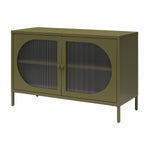 Luna Wide 2-Door Accent Cabinet with Fluted Glass - Olive Green