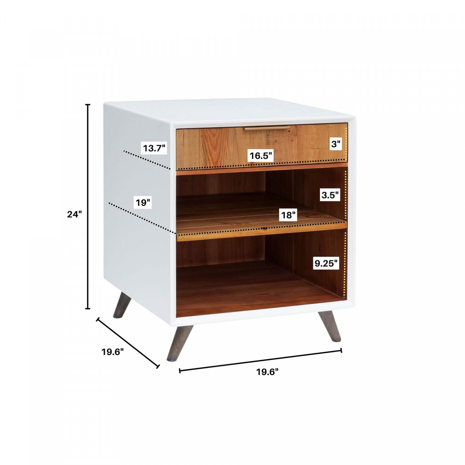 Lorne Night Table - White/Natural