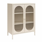 Luna Short 2-Door Metal Accent Cabinet with Fluted Glass - Parchment