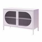 Luna Wide 2-Door Accent Cabinet with Fluted Glass - Lilac