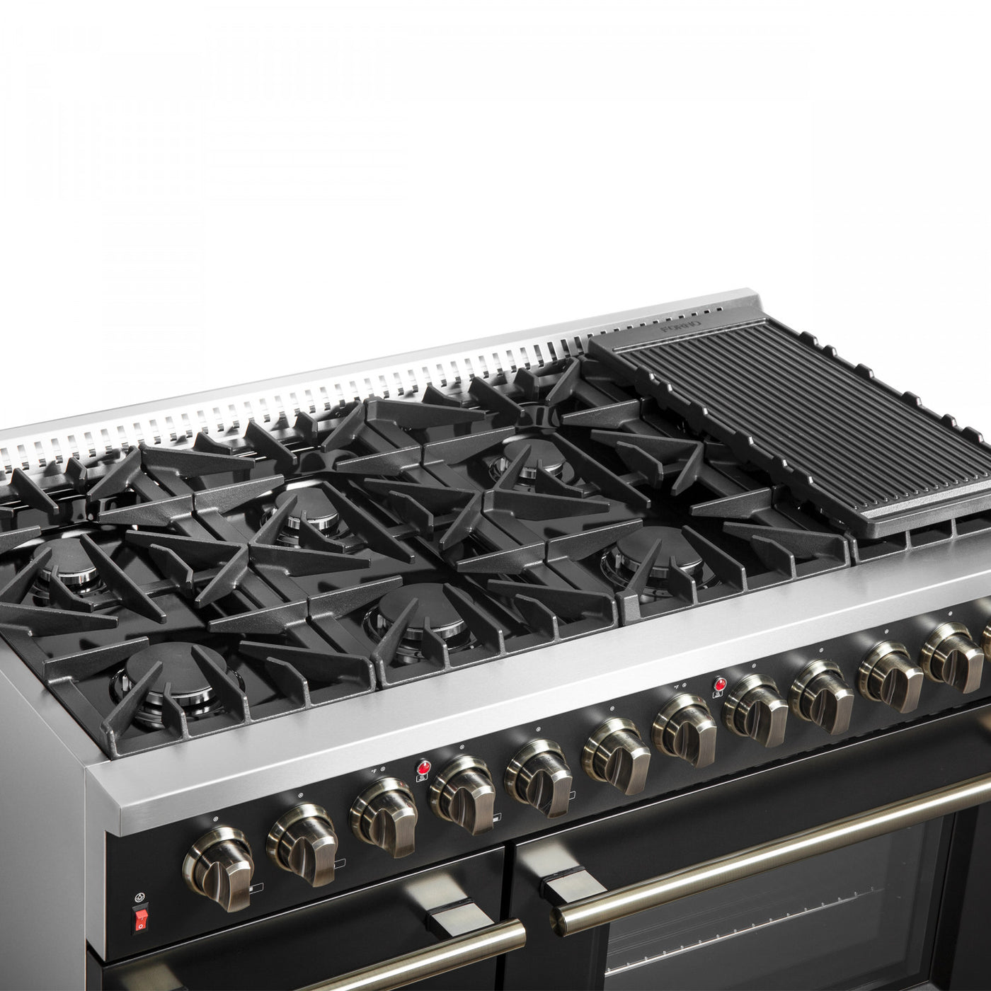Forno Galiano 48" Black Freestanding Dual Fuel Double Oven Range (6.58 Cu. Ft.) - FFSGS6156-48BLK