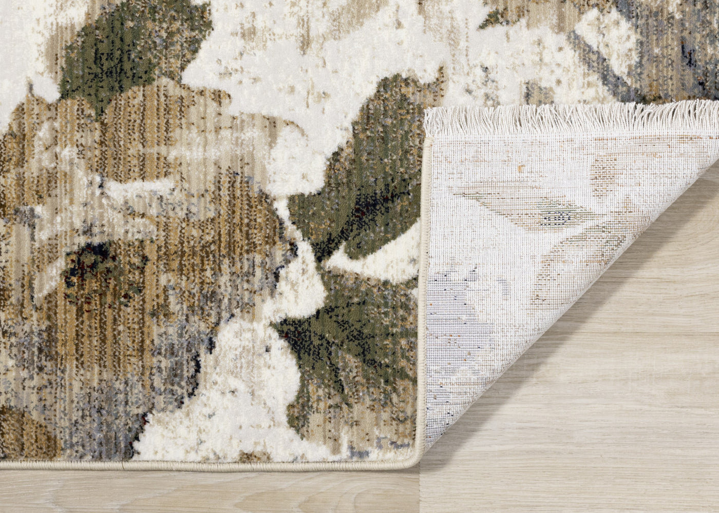 Sterling Contemporary Floral Area Rug - Cream Green Rust - 5' X 8'