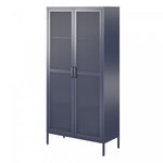 Channing Tall 2 Door Storage Cabinet with Mesh Metal - Navy