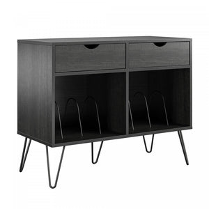 Concord Turntable Stand with Drawers - Black Oak