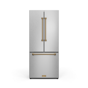 Thor Kitchen - Gordon Ramsay Collection 30" 17.5 Cu. Ft. Stainless Steel Counter-Depth French Door Refrigerator with Ice Maker - RF3017FFD99-BRZ