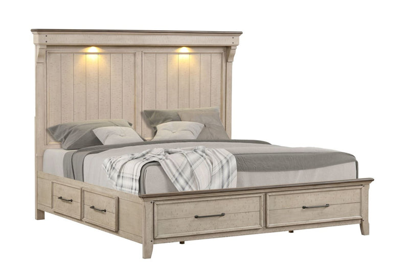 Bungalow 3Piece King Storage Bed Brown, Light Grey Leon's