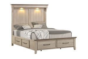 Bungalow 3-Piece Queen Storage Bed - Brown, Light Grey