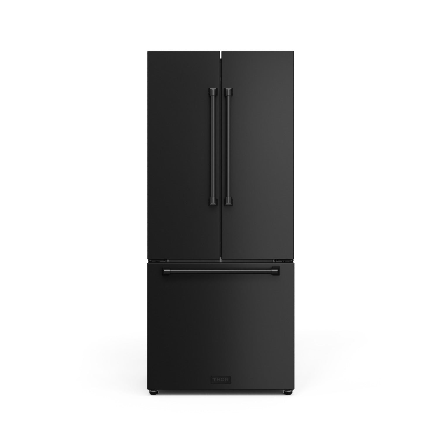 Thor Kitchen - Gordon Ramsay Collection 30" 17.5 Cu. Ft. Matte Black Counter-Depth French Door Refrigerator with Ice Maker - RF3017FFD00