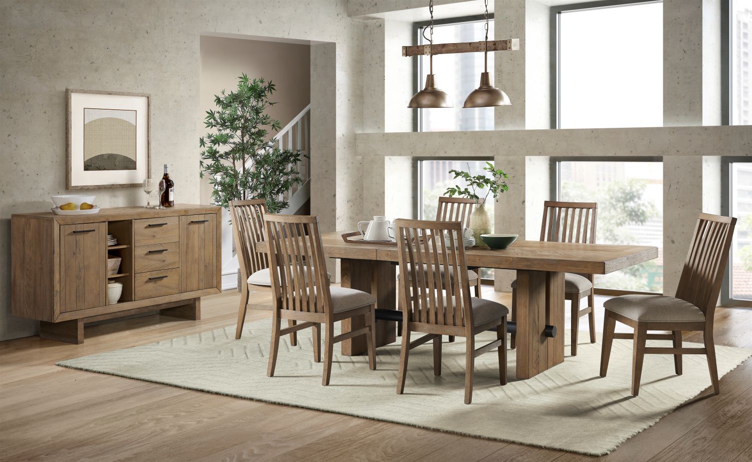 Landmark 7-Piece Extendable Dining Set - Brown, Beige
