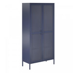 Channing Tall 2 Door Storage Cabinet with Mesh Metal - Navy