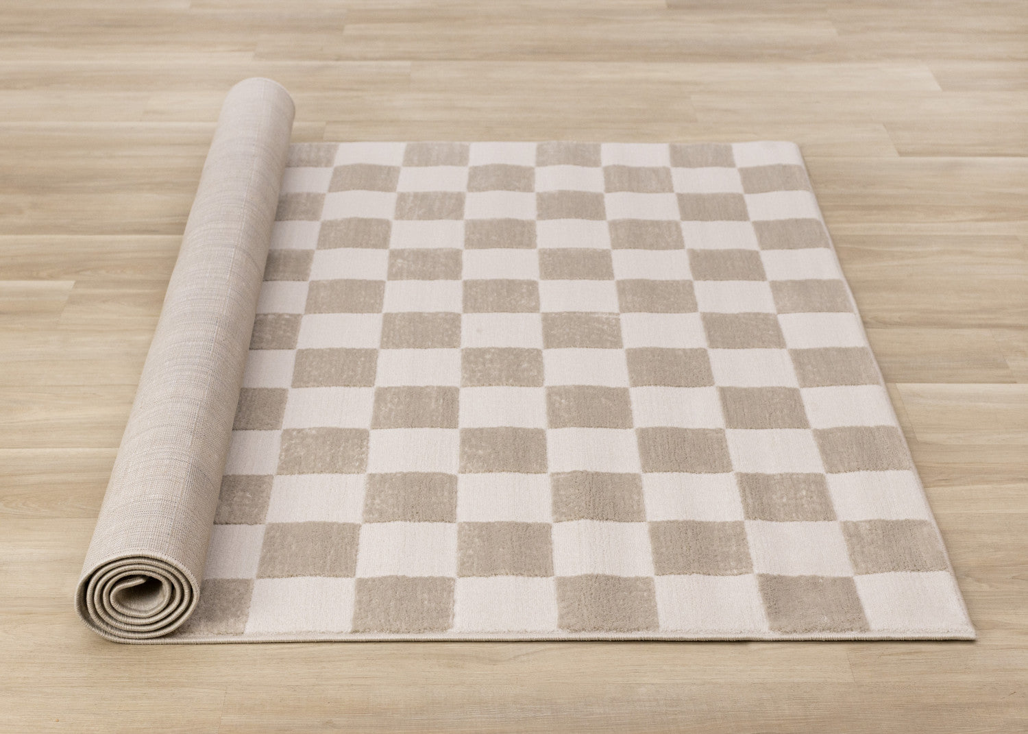 Logan Modern Checkered Area Rug - Beige Cream - 8' X 11'