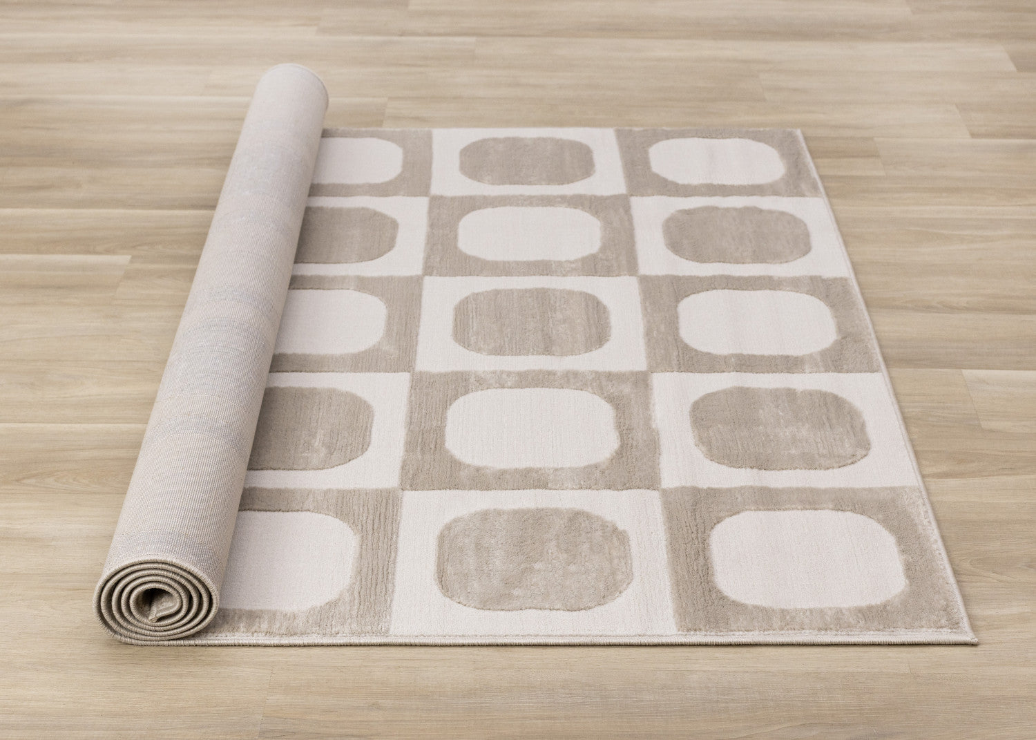 Logan Contemporary Modern Area Rug - Beige Cream - 5' X 8'