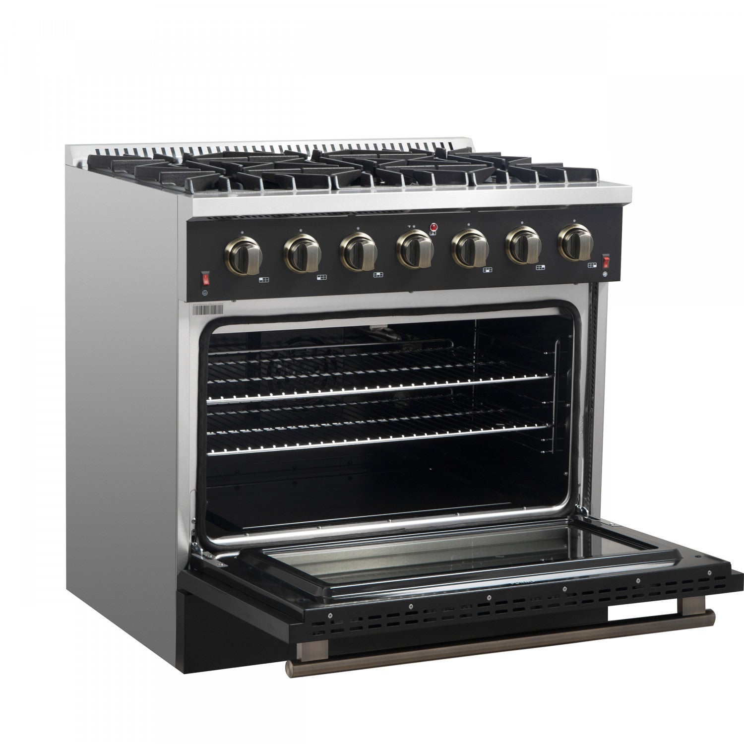 Forno Galiano 36" Black Freestanding Gas Range (5.36 Cu. Ft.) - FFSGS6244-36BLK