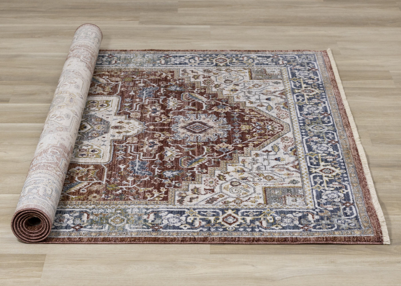 Macie Traditional Area Rug - Red Cream - 5' X 8'