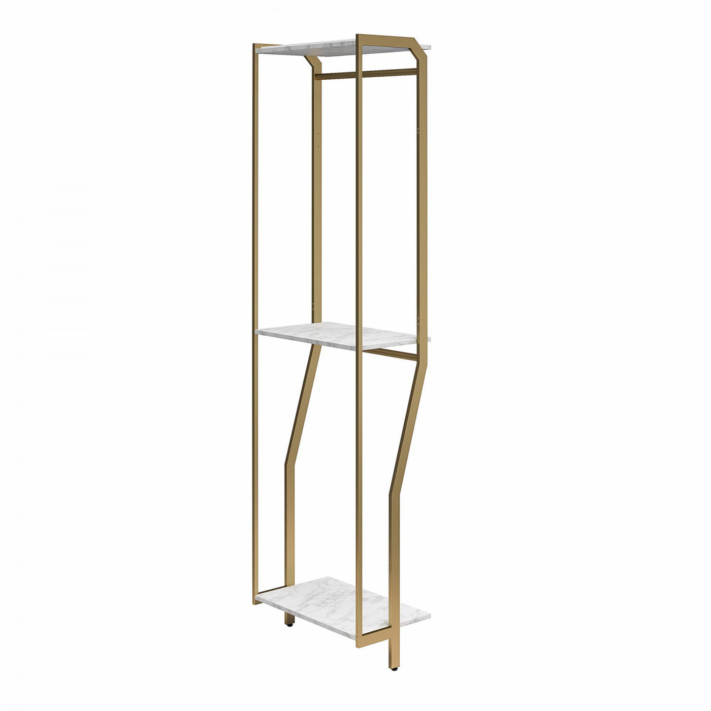 Gwyneth Closet with Hanging Rods - White Faux Marble/Golden Bronze