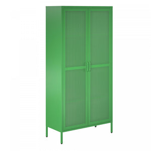 Channing Tall 2 Door Storage Cabinet with Mesh Metal - Kelly Green
