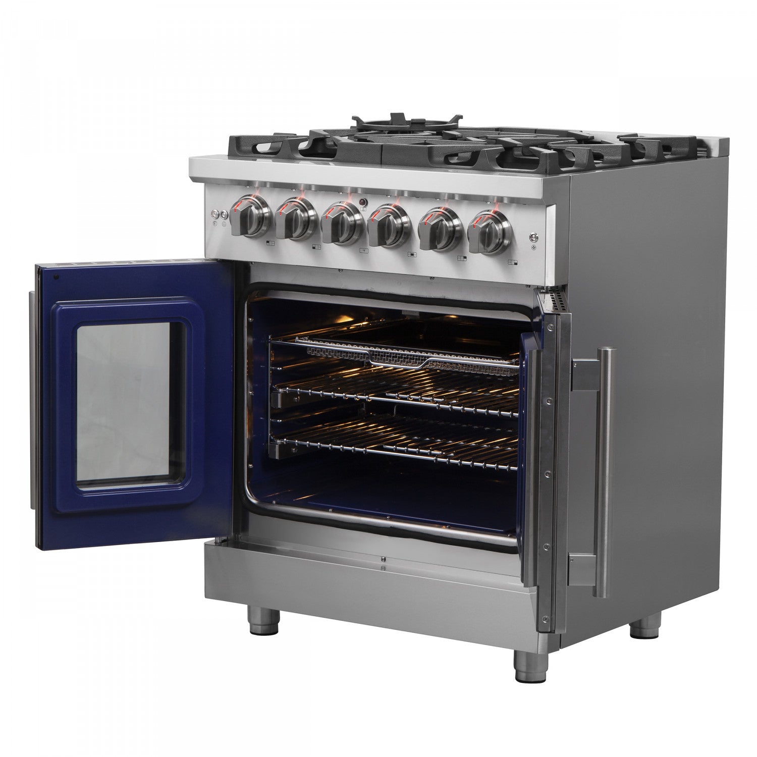 Forno Massimo 30" Stainless Steel French Door Freestanding Gas Range (4.32 Cu. Ft.) - FFSGS6439-30