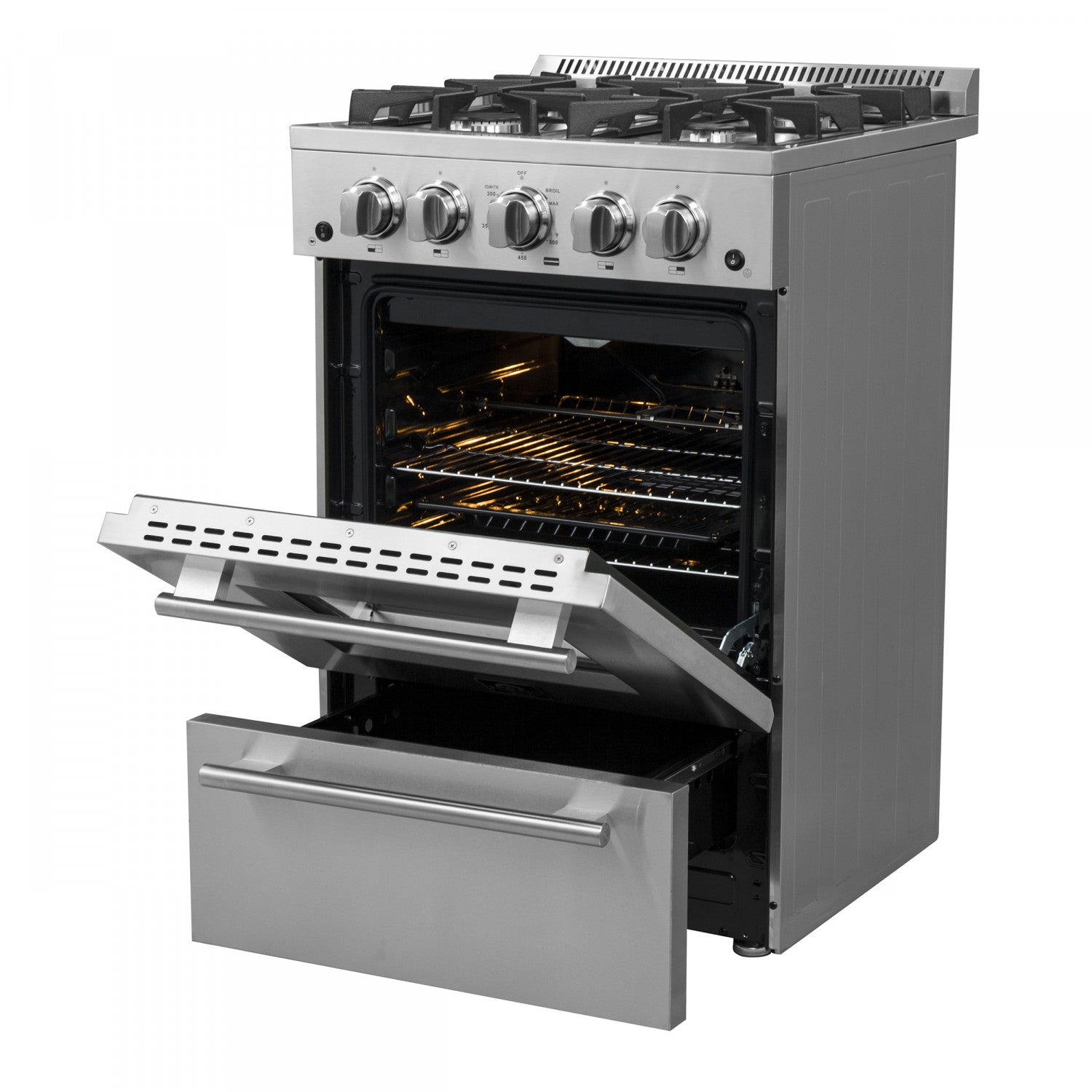 Forno Breno 24" Stainless Steel Freestanding Gas Range with Air Fry (2.3 Cu. Ft.) - FFSGS6290-24