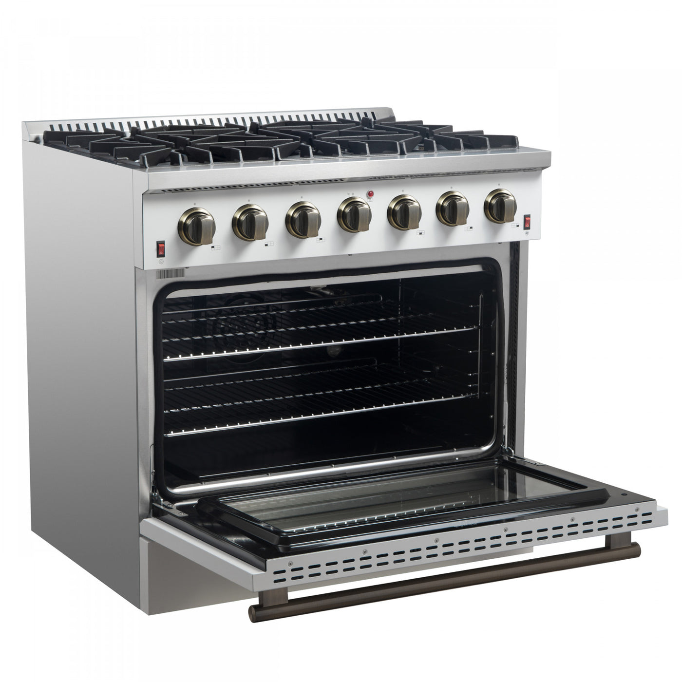 Forno Galiano 36" White French Door Freestanding Gas Range (5.36 Cu. Ft.) - FFSGS6244-36WHT