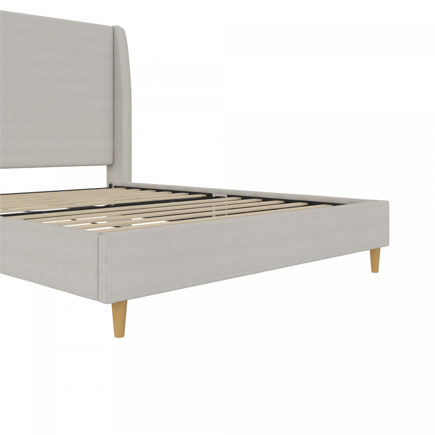 Tess Upholstered Wingback Queen Bed - Whiskey Gray Linen