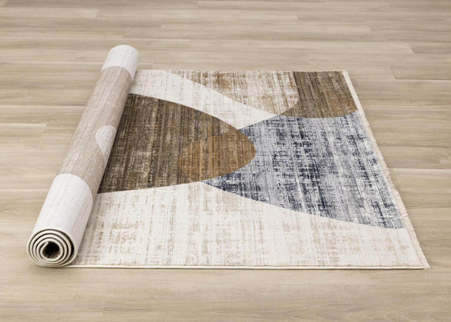 Sterling Modern Teardrop Area Rug - Brown Cream - 5' X 8'