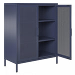 Channing 2 Door Storage Cabinet with Mesh Metal - Navy