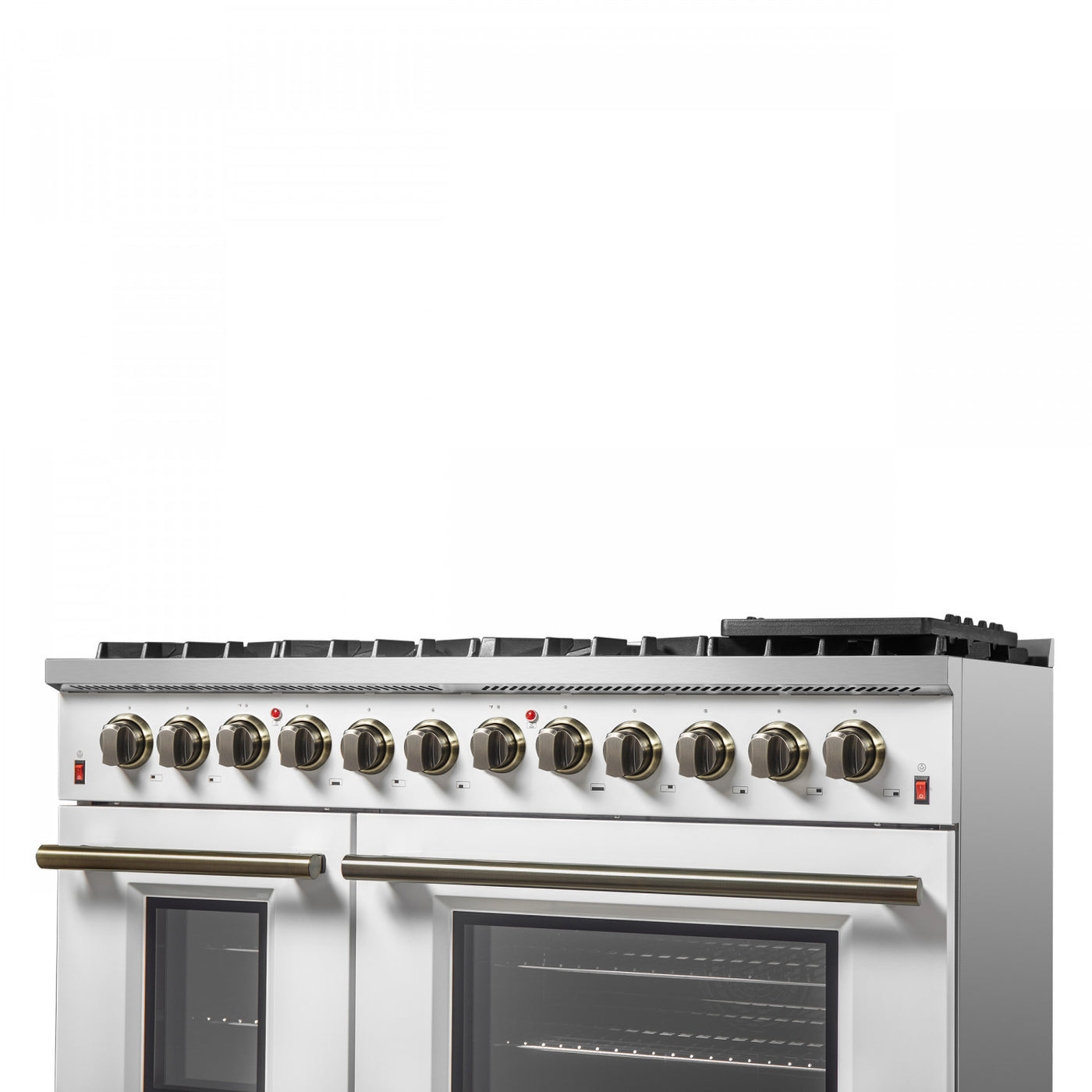 Forno Galiano 48" White Freestanding Dual Fuel Double Oven Range (6.58 Cu. Ft.) - FFSGS6156-48WHT