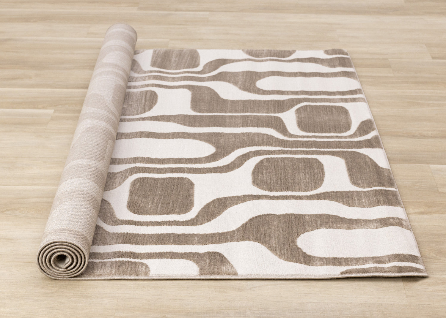 Logan Modern Area Rug - Brown Cream - 5' X 8'