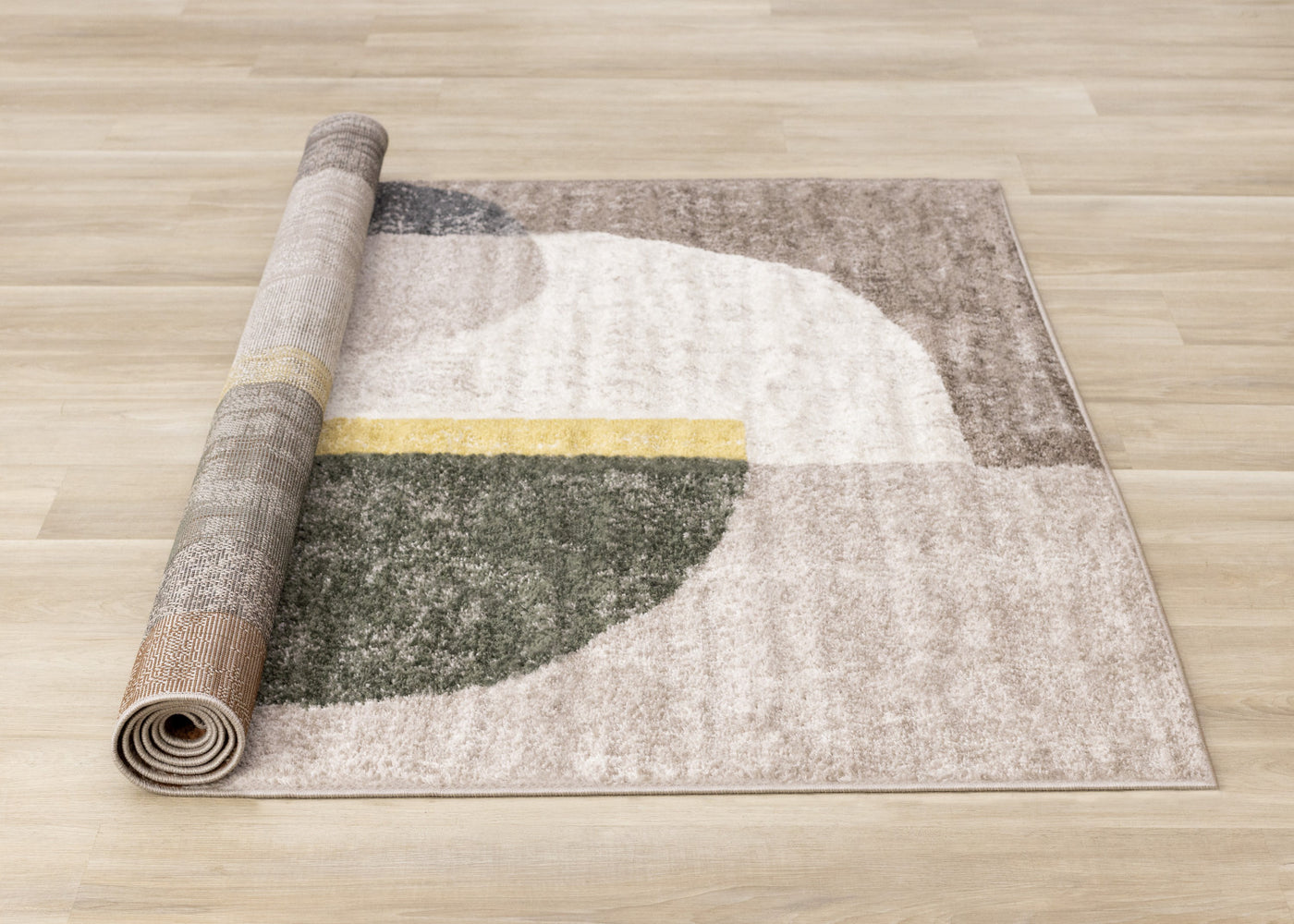 Maui Modern Geometric Area Rug - Grey Green Yellow - 5' X 8'
