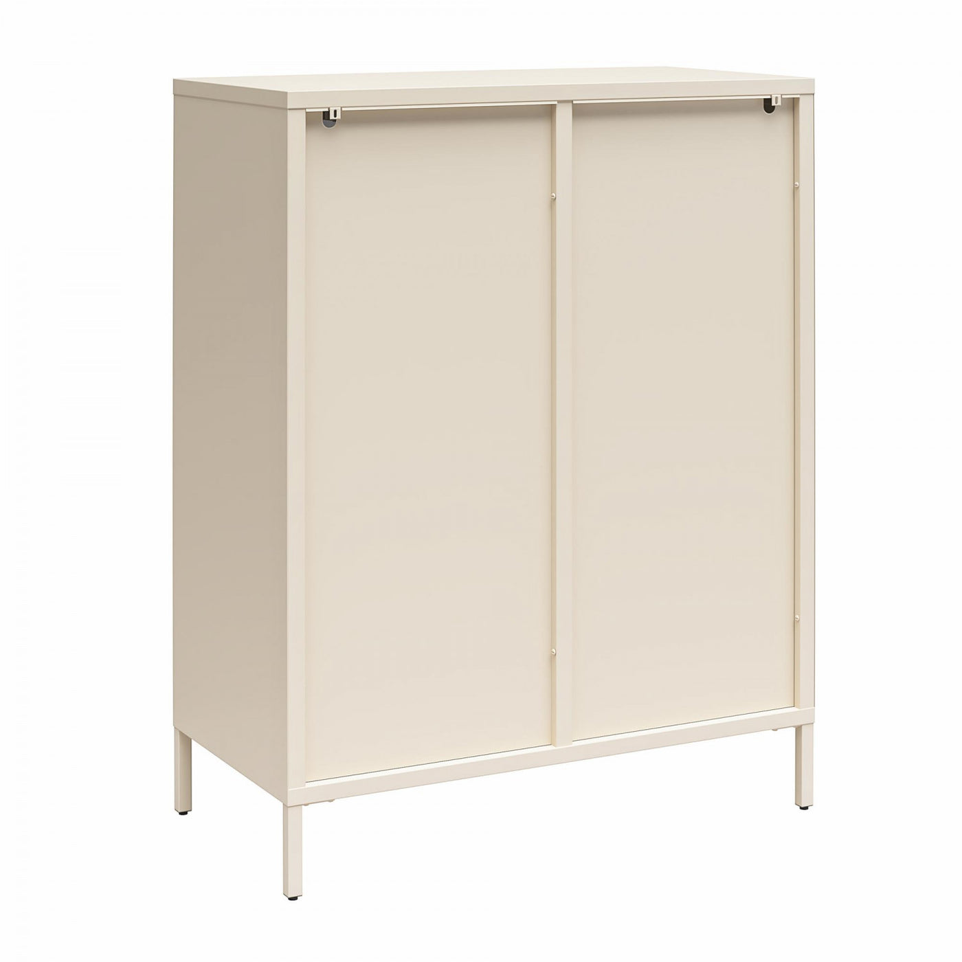 Luna Short 2-Door Metal Accent Cabinet with Fluted Glass - Parchment