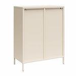Luna Short 2-Door Metal Accent Cabinet with Fluted Glass - Parchment