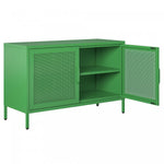 Channing Wide 2 Door Storage Cabinet with Mesh Metal - Kelly Green
