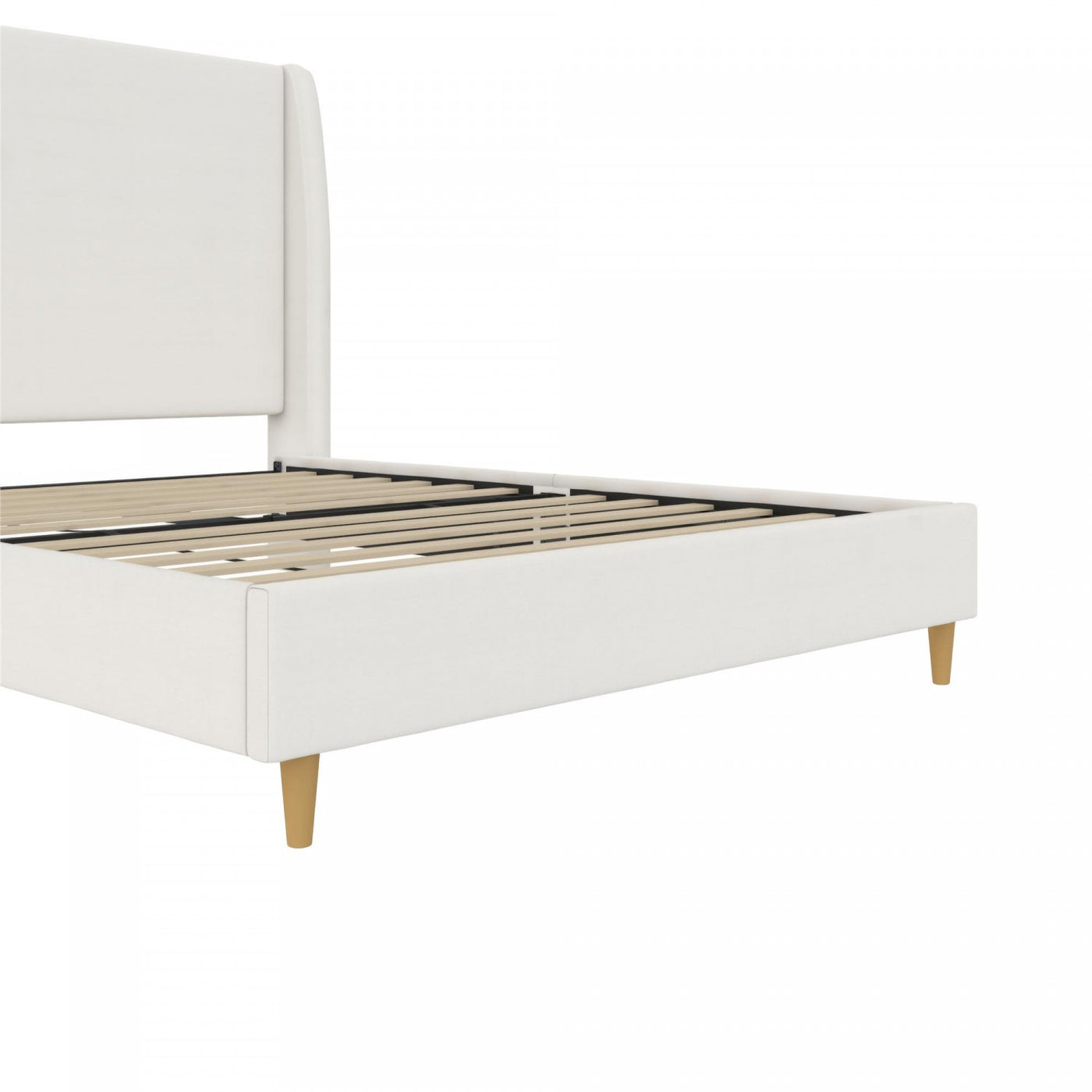 Tess Upholstered Wingback Queen Bed - Ivory Linen