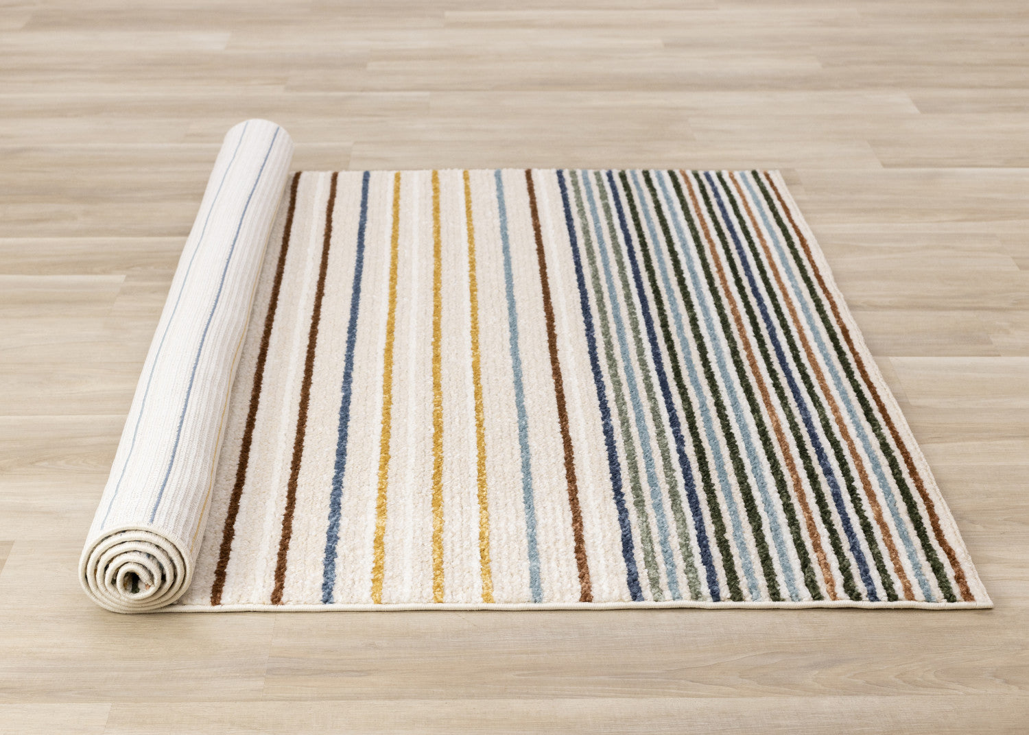 Nora Casual Contemporary Striped Area Rug - 8' X 11' - Cream/Blue/Yellow