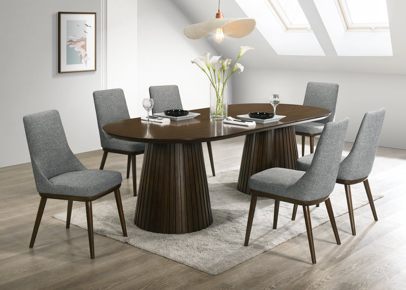 Mikael Oval Dining Table Weathered Oak Leon's