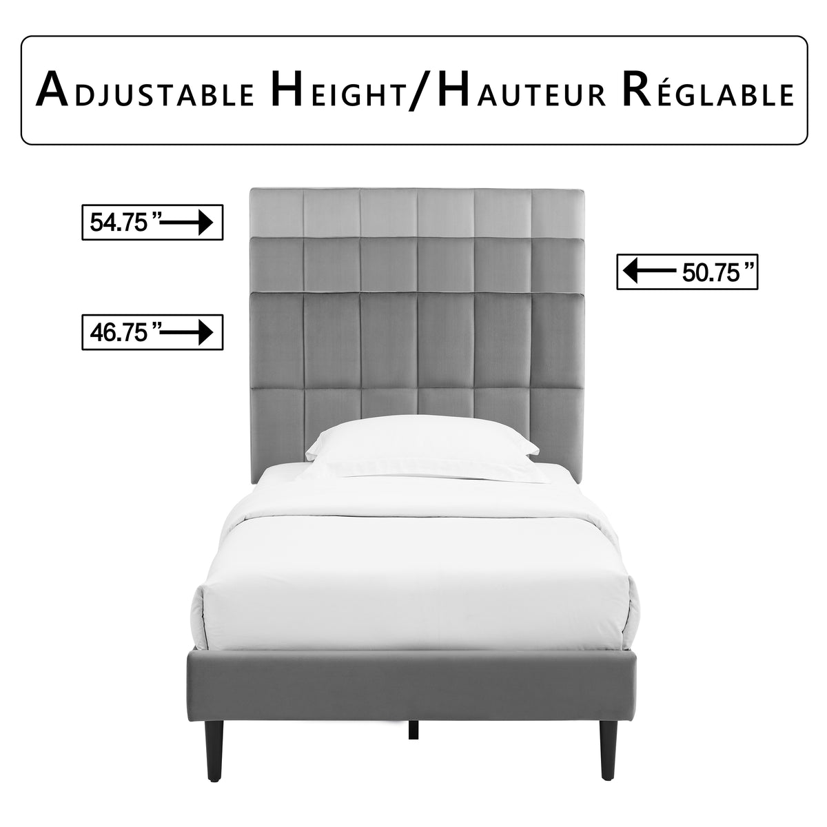 Sasha 3-Piece Twin Bed - Grey