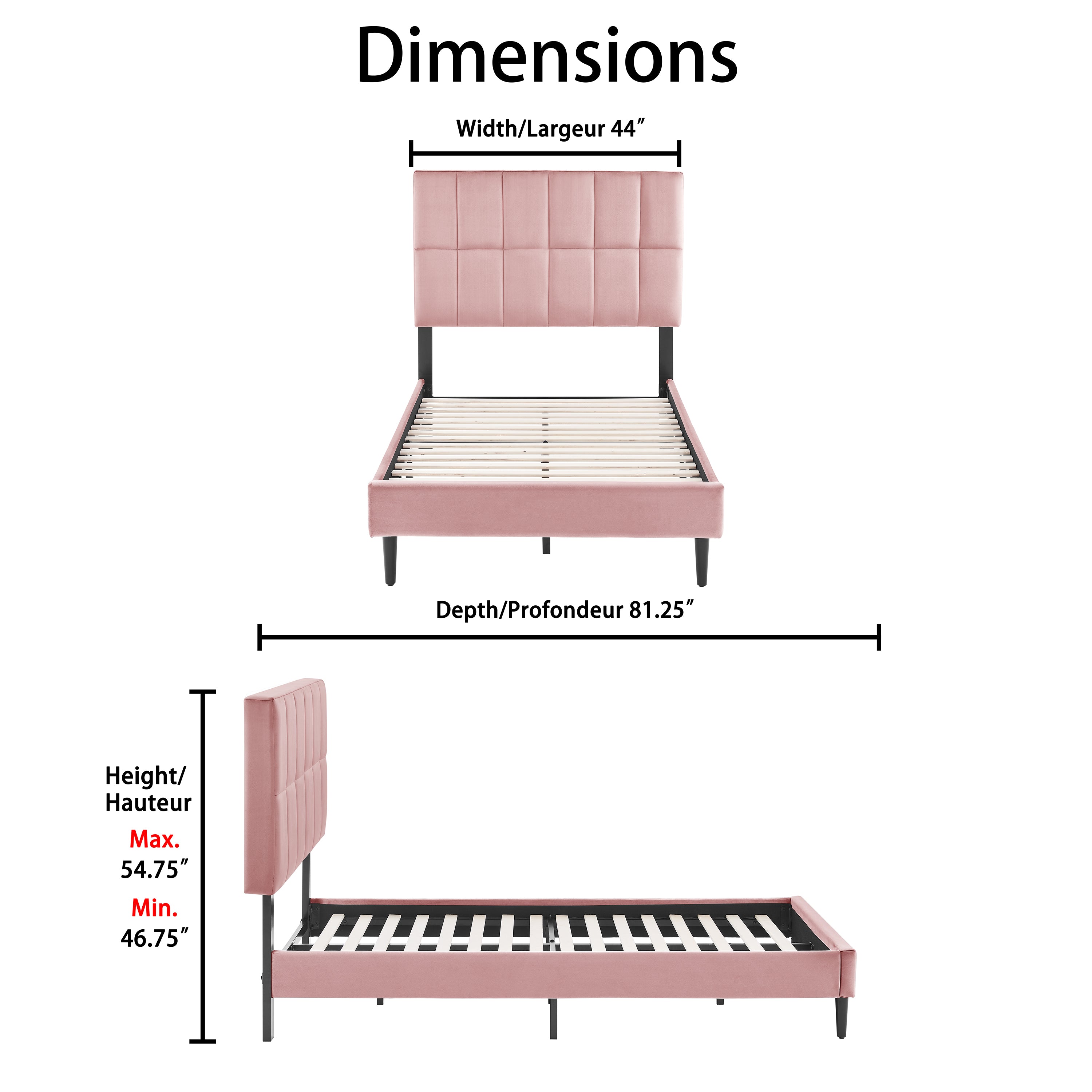 Sasha 3-Piece Twin Bed - Pink